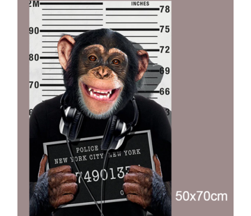 Allernieuwste.nl® Allernieuwste Canvas Schilderij Gangster Aap Chimpansee - PopArt Modern - Poster - Dieren - 50 x 70 cm - Kleur