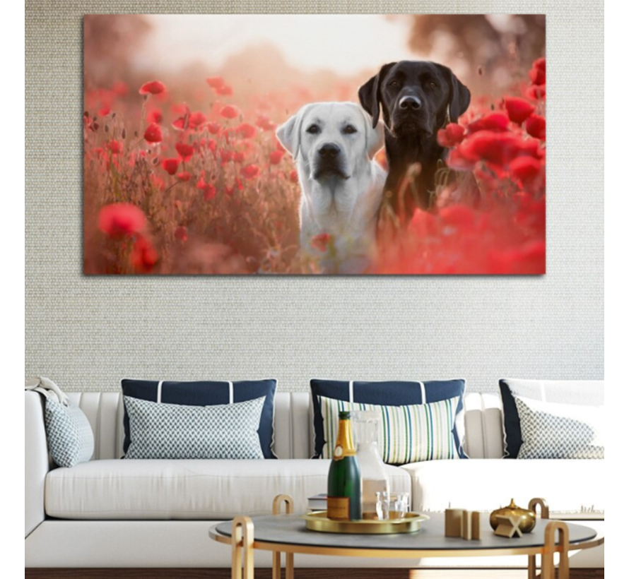 Allernieuwste.nl® Canvas Schilderij Labrador Retriever - Hond - Huisdieren - Kunst - Poster - 60 x 90 cm - Kleur