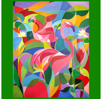 Allernieuwste.nl® Canvas Schilderij * Flamingo Modern Abstract * - Kunst aan je Muur - Modern Abstract - Kleur - 50 x 80 cm