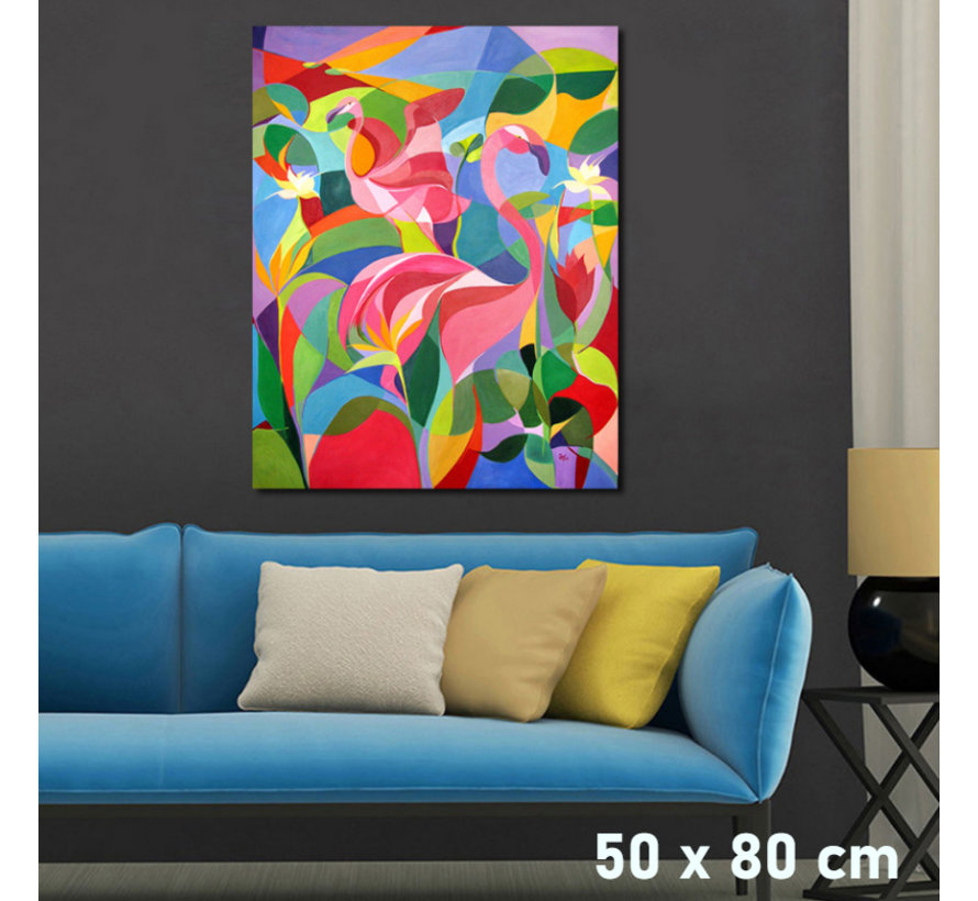 Canvas Schilderij * Flamingo Modern Abstract * - Kunst aan je Muur - Modern Abstract - Kleur - 50 x 80 cm