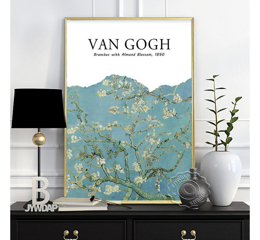 Allernieuwste.nl® Canvas Schilderij Vincent Van Gogh Tentoonstelling Amandelbloesem - Almond Blossom - postimpressionisme, expressionisme - Kleur - 50 x 70 cm
