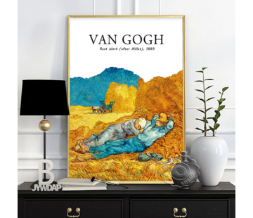 Allernieuwste.nl® Canvas Schilderij Vincent Van Gogh Tentoonstelling Middagrust - Rest Work - postimpressionisme, expressionisme - Kleur - 50 x 70 cm