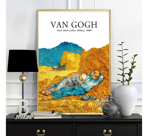 Allernieuwste.nl® Allernieuwste.nl® Canvas Schilderij Vincent Van Gogh Tentoonstelling Middagrust - Rest Work - postimpressionisme, expressionisme - Kleur - 50 x 70 cm