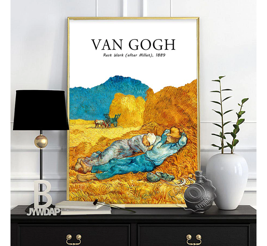 Allernieuwste.nl® Canvas Schilderij Vincent Van Gogh Tentoonstelling Middagrust - Rest Work - postimpressionisme, expressionisme - Kleur - 50 x 70 cm