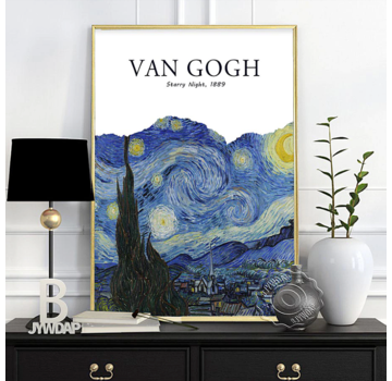 Allernieuwste.nl® Canvas Schilderij Vincent Van Gogh Tentoonstelling Sterrennacht Starry Night - postimpressionisme, expressionisme - Kleur - 50 x 70 cm