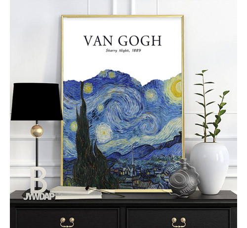 Allernieuwste.nl® Allernieuwste.nl® Canvas Schilderij Vincent Van Gogh Tentoonstelling Sterrennacht Starry Night - postimpressionisme, expressionisme - Kleur - 50 x 70 cm