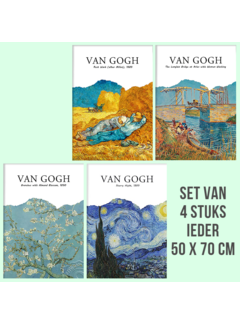 Allernieuwste.nl® Canvas Schilderij SET van 4 STUKS Vincent Van Gogh Tentoonstelling - postimpressionisme, expressionisme - Kleur - 4x 50x70cm