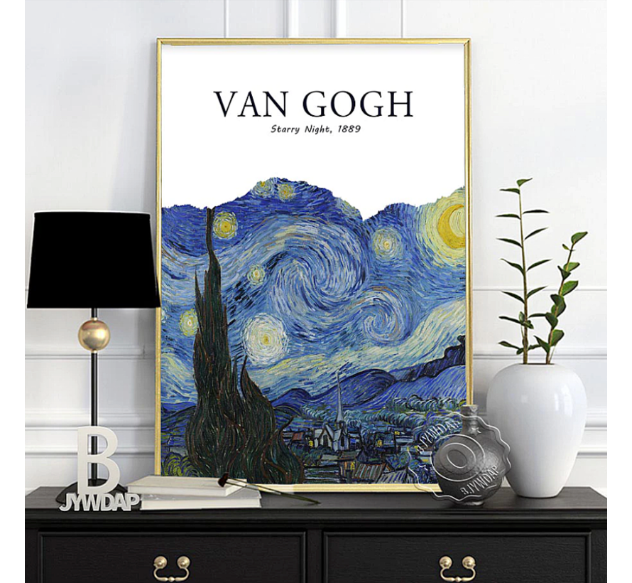 Allernieuwste.nl® Canvas Schilderij SET van 4 STUKS Vincent Van Gogh Tentoonstelling - postimpressionisme, expressionisme - Kleur - 4x 50x70cm