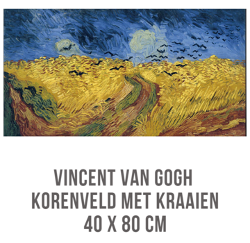 Allernieuwste.nl® Canvas Vincent Van Gogh Korenveld Kraaien - Expressionisme - Kleur - 40x80cm