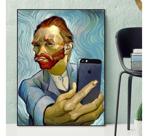Allernieuwste.nl® Allernieuwste.nl® Canvas Schilderij Selfie Naar Vincent van Gogh - Abstract Zelfportret - PopArt Graffiti - Poster - 60 x 80 cm - Kleur