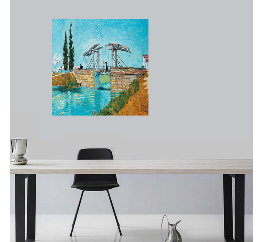 Canvas Schilderij * Vincent Van Gogh - DE BRUG VAN LANGLOIS BIJ ARLES * - Kunst aan je Muur - postimpressionisme, expressionisme - Kleur - 60 x 60 cm