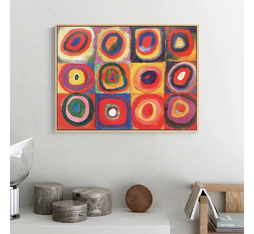 Allernieuwste.nl® Canvas Schilderij Wassily Kandinsky Vierkanten met Concentrische Cirkels Rood - Poster - 50 x 70 cm - Kleur