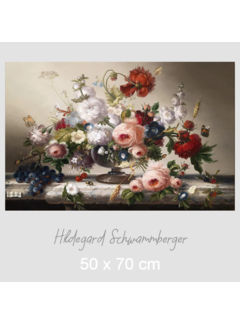 Allernieuwste.nl® Canvas Schilderij Hildegard Schwammberger Bloemen Stilleven - Poster - Realisme - 50 x 70 cm - Kleur