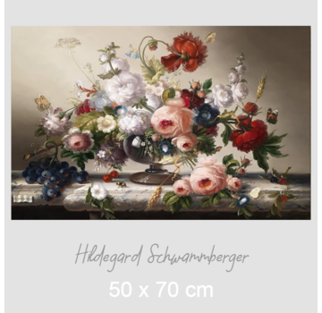 Allernieuwste.nl® Canvas Schilderij Hildegard Schwammberger Bloemen Stilleven - Poster - Realisme - 50 x 70 cm - Kleur