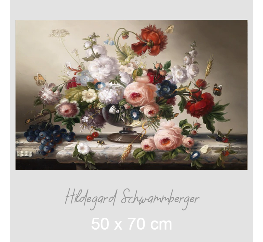 Allernieuwste.nl® Canvas Schilderij Hildegard Schwammberger Bloemen Stilleven - Poster - Realisme - 50 x 70 cm - Kleur