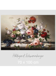 Allernieuwste.nl® Canvas Schilderij Hildegard Schwammberger Bloemen Stilleven - Realisme - Poster- 70 x 100 cm - Kleur