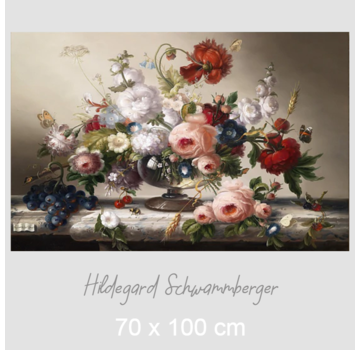 Allernieuwste.nl® Canvas Schilderij Hildegard Schwammberger Bloemen Stilleven - Realisme - Poster- 70 x 100 cm - Kleur