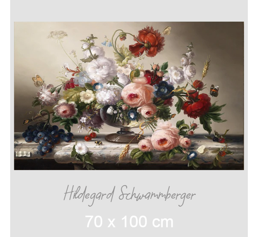 Allernieuwste.nl® Canvas Schilderij Hildegard Schwammberger Bloemen Stilleven - Realisme - Poster- 70 x 100 cm - Kleur