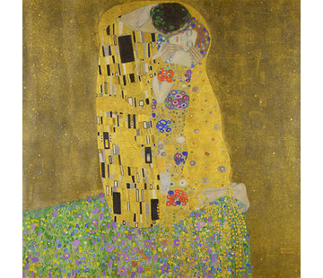 Allernieuwste.nl® Canvas Schilderij * Gustav Klimt - De Kus * -Symbolisch - Goud-Kleur - 60 x 60 cm