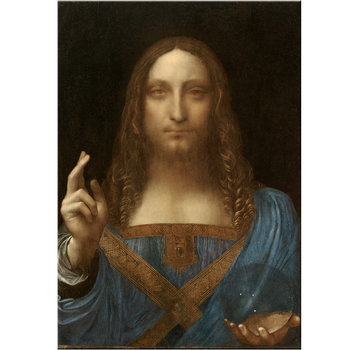 Allernieuwste.nl® Canvas Schilderij "Leonardo Da Vinci Salvator Mundi" - Duurste schilderij ooit - Kleur - 50 x 75 cm