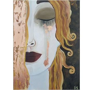 Allernieuwste.nl® Canvas Schilderij * Gustav Klimt: Gouden Tranen * - Kunst aan je Muur - Modern Graffiti - Kleur - 50 x 65 cm