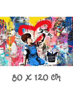 Allernieuwste.nl® Canvas Schilderij Naar Banksy Grafitti Verpleegster Corona - Modern Street Graffiti PopArt - Poster -  80 x 120 cm - Kleur