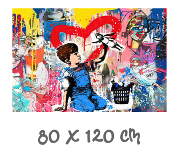 Allernieuwste.nl® Canvas Schilderij Naar Banksy Grafitti Verpleegster Corona - Modern Street Graffiti PopArt - Poster -  80 x 120 cm - Kleur