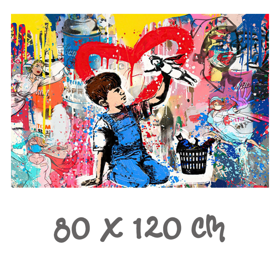 Allernieuwste Canvas Schilderij Naar Banksy Grafitti Verpleegster Corona - Modern Street Graffiti PopArt - Poster -  80 x 120 cm - Kleur