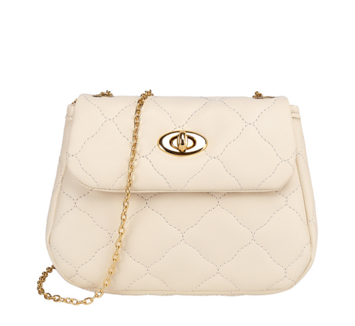 LaGloss® Lagloss Fashion Bag Tas Mode Wit - Doorgestikt Modisch Tasje - Type Lil Bag - SchouderTas - Straatmode - 18x12.5x3 cm