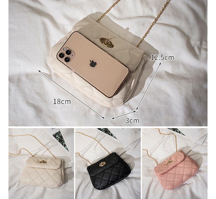 Lagloss Fashion Bag Tas Mode Wit - Doorgestikt Modisch Tasje - Type Lil Bag - SchouderTas - Straatmode - 18x12.5x3 cm