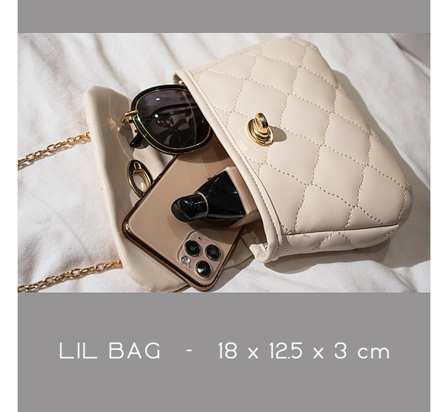 Lagloss Fashion Bag Tas Mode Wit - Doorgestikt Modisch Tasje - Type Lil Bag - SchouderTas - Straatmode - 18x12.5x3 cm