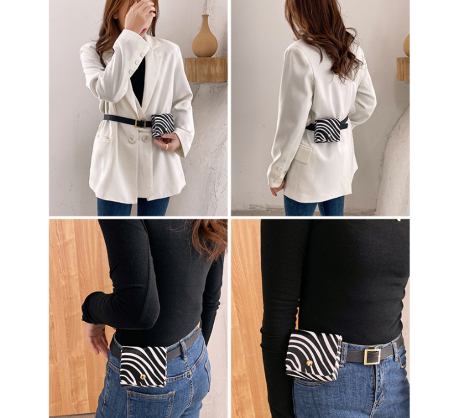 Fashion Bag Tas Mode Zebra Zwart Wit - Klein Modisch Heup Riem Tasje - Type Lil Bag - Imitatie leer HeupTas Zebra - 10x9x2.5 cm