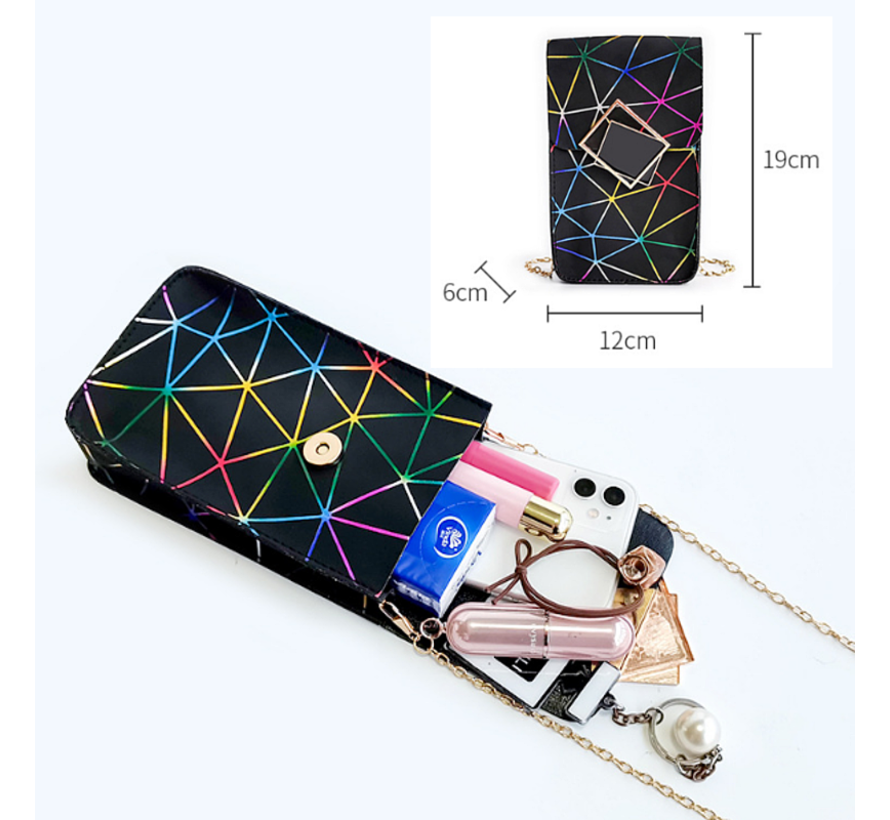 Fashion Bag Tas Mode Wit - Zwart - Mobiele Telefoon Tas - Type Lil Bag - Smartphone SchouderTas - 19x11x4.5 cm