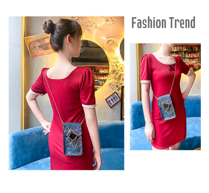 Fashion Bag Tas Mode Wit - Zwart - Mobiele Telefoon Tas - Type Lil Bag - Smartphone SchouderTas - 19x11x4.5 cm