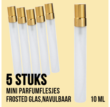 LaGloss® 5x Lege Frosted Glas Hervulbare Parfumfles Tasverstuiver - 11.4 x 1.4 cm - 10ML