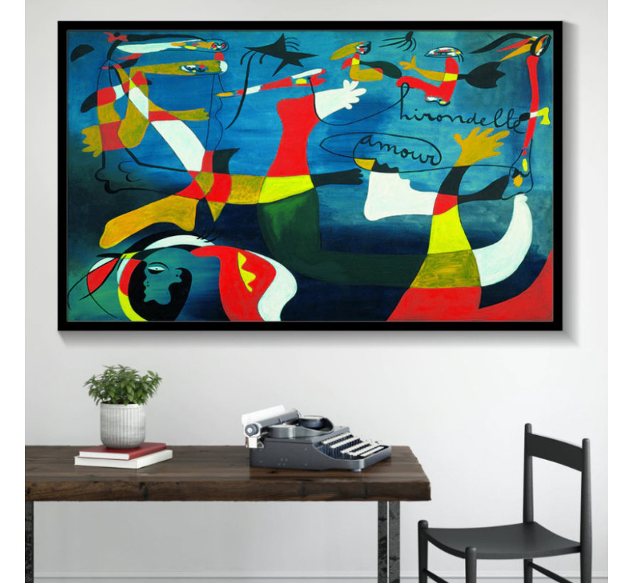 Canvas Schilderij * Joan Miro La couleur des RÃªves -Les Chaussons Verts * - Kunst aan je Muur - Abstract - kleur -80 x 100 cm