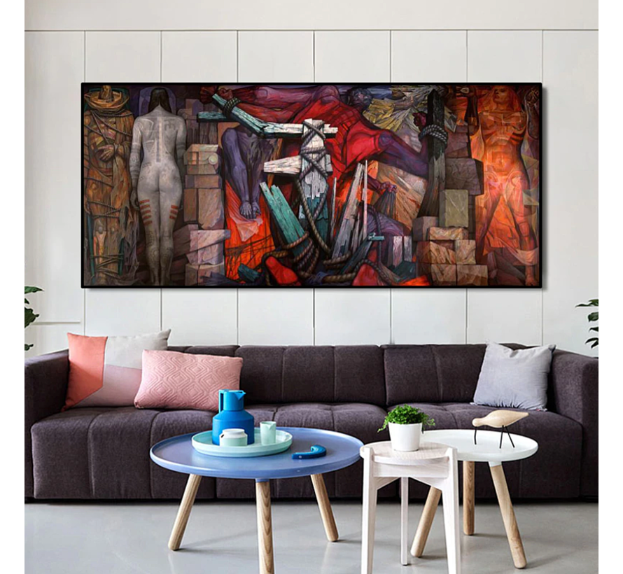 Allernieuwste Canvas Schilderij - Jorge González Camarena Muurschildering - HD Kunst Reproductie - Poster - 50 x 110 cm - Kleur