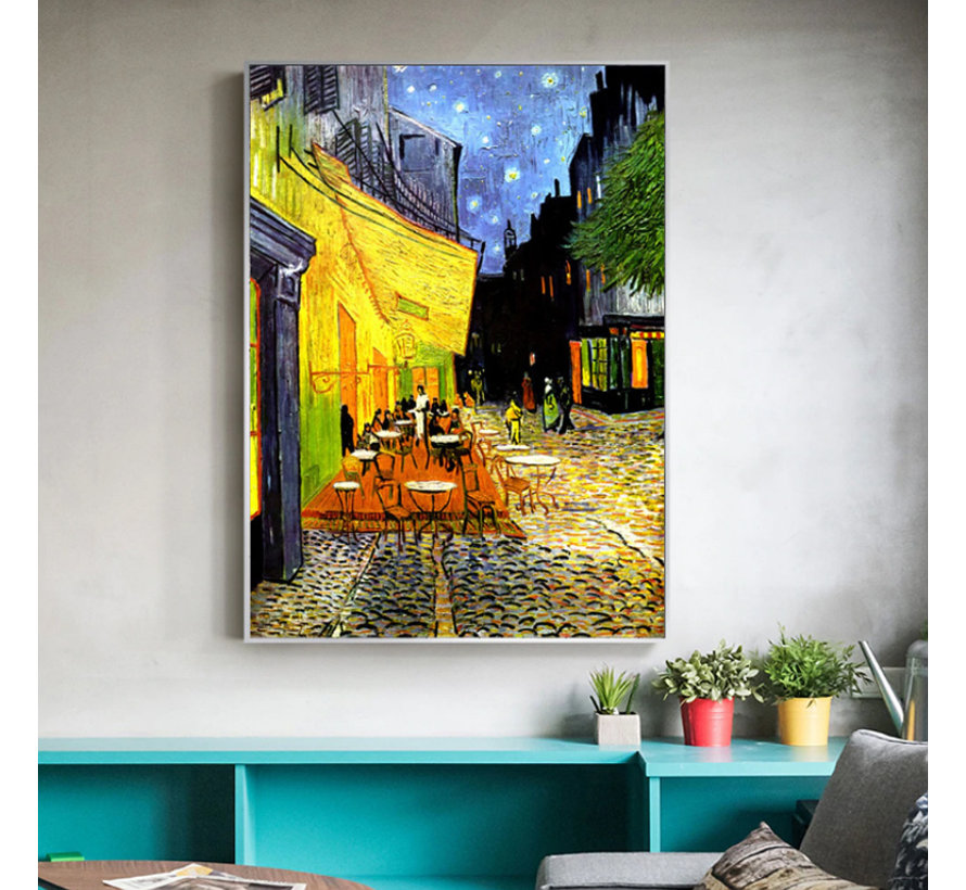 Canvas Schilderij * Vincent Van Gogh - CafÃ©terras Bij Nacht * - Kunst aan je Muur - postimpressionisme, expressionisme - Kleur - 60 x 90 cm