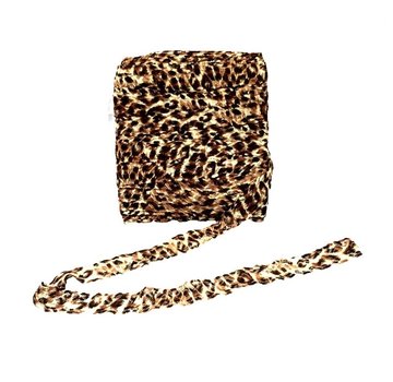 Allernieuwste.nl® 10meter - ELASTISCHE BAND PANTER 2,5cm breed - BRUIN/CREME -  versieren - knutselen - knutselwerk - naaien - lint - stof - applicatie - afwerkband - home deco