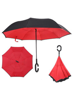 Allernieuwste.nl® Smartplu - Ergonomische Storm Paraplu - Zwart met Rood - 105cm
