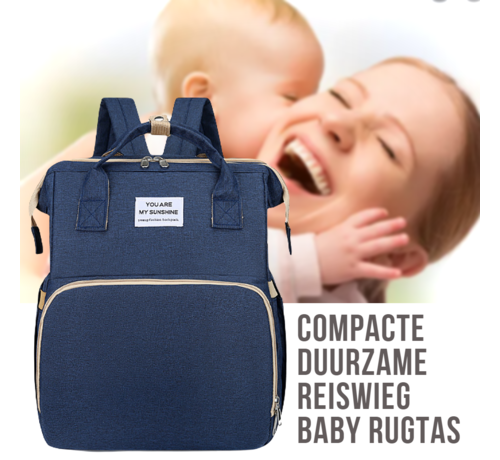 LaGloss® LaGloss® Luiertas Rugtas Reiswieg Opvouwbaar - Multifunctionele 2-in-1 Babytas - Travel Camping Reisbed Rugzak - Baby Bed Wieg Tas - Marineblauw