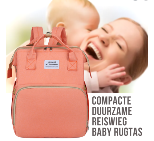 LaGloss® LaGloss® Luiertas Rugtas Reiswieg Opvouwbaar - Multifunctionele 2-in-1 Babytas - Travel Camping Reisbed Rugzak - Baby Bed Wieg Tas - Rose