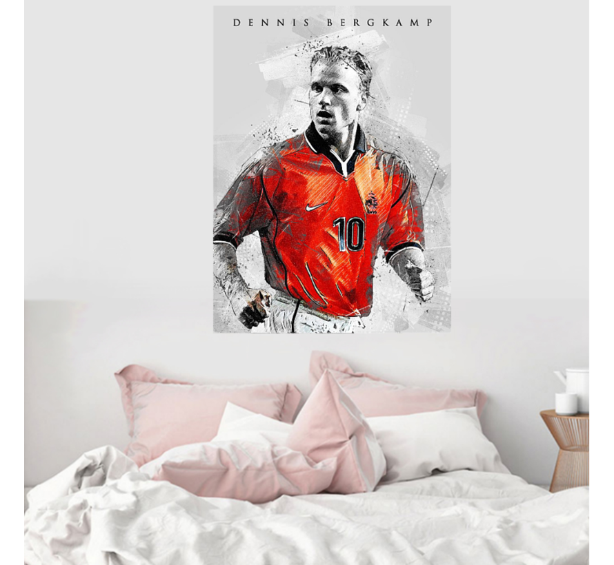 Allernieuwste.nl® Canvas Schilderij Dennis Bergkamp Prof Voetballer - Voetbal Soccer - kleur - 50 x 70 cm