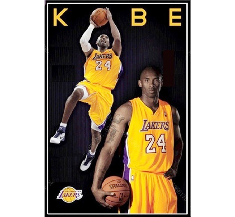 Allernieuwste® Canvas Schilderij Basketballer Topspeler Kobe Bryant - Basketbal Sport - Kleur - 50 x 70 cm