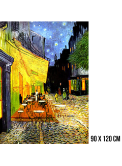 Allernieuwste.nl® Canvas Schilderij Vincent Van Gogh - CafÃ©terras Bij Nacht - 90 x 120 cm