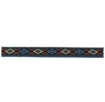 Allernieuwste.nl® 9meter - SIERBAND GEWEVEN RUIT 1cm breed - ZWART/BLAUW/PEACH -  versieren - knutselen - knutselwerk - naaien - lint - stof - applicatie - afwerkband - home deco