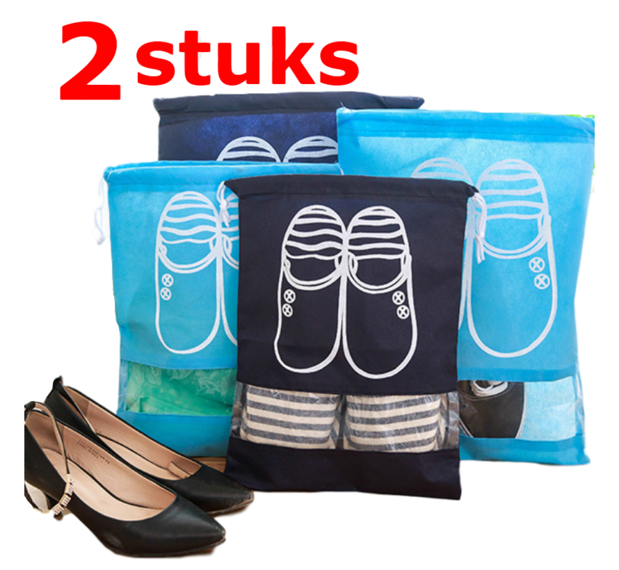 Waterdichte schoenen opberg zak - Waterafstotend - Opslag Opbergen schoenen - Reisaccessoire - 44 x 32 cm - 2 Stuks - Donkerblauw