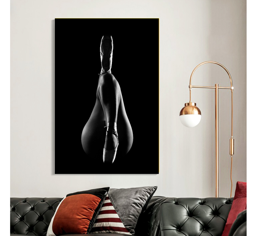 Allernieuwste.nl® Canvas Schilderij Kunstzinnig Naakt - Woonkamer - Slaapkamer - Poster - 50 x 75 cm - Zwart-Wit