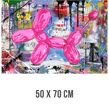 Allernieuwste.nl® Canvas Schilderij Graffiti Ballon Hond - 50 x 70 cm
