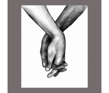 Allernieuwste.nl® Canvas Schilderij Liefhebbende Handen Black & White - 70 x 100 cm